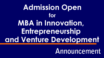 Admission for MBA in Innovation, Entrepreneurship and Venture Development